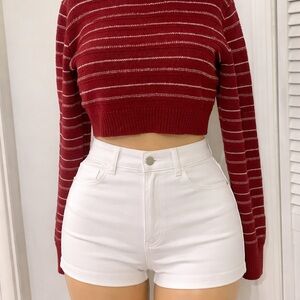 Derek Heart High Waist White Denim Sweater